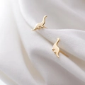 Elegant 925 silver dinosaur studs in polished gold finish for minimalist style - Dinosaur / Gold