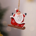 Pendentif traîneau du Père Noël en résine vintage avec corde de jute et lumières bokeh - Style 1 (Père Noël sur traîneau)
