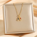 Collana con ciondolo arcobaleno in acciaio al titanio oro con zirconi e nuvole di diamanti - Ciondolo Nuvola Arcobaleno (8709) / Oro