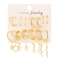 Gold-tone 6-piece earring set featuring leopard print, pearl, and butterfly charms on card - Gold Snake Butterfly Pearl Set (5586801)