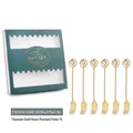 6-piece gold dessert fork set with pink heart pendants in a green gift box - 304 Heart Pendant Forks 6PCS (Gift Box) / Silver