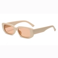 Retro rectangular sunglasses with a cream plastic frame and amber lenses - C19 Matte Cream Frame Brown