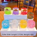 Porte-clés cube en résine pailletée avec sequins étoiles en huit couleurs, taille 3,7 cm - Dé