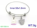 Adjustable steel wire braided bracelet with shell pearl and matte angel pendant - Silver Angel & Shell Pearl Style (KB113691-KFC)