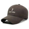 Dunkelbraune Baumwoll-Baseballkappe mit weißem 7 und Mount Green Stickerei - Dunkelgrau