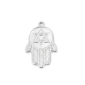 Silver Hamsa palm pendant with hexagram relief and decorative patterns on stainless steel - Steel