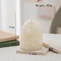 Milk white honeycomb scented candle with bee relief, 11cm height, ins home decor piece - Honeycomb Little Bee(75) / Cream White