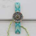 Bohemian style quartz watch with lotus mandala dial and teal woven strap for women - Cyan Lotus (Style 3)