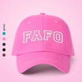 Roze FAFO geborduurde honkbalpet van katoen twill met verstelbare riem voor buitenactiviteit - Felroze