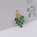 Détail de pendentif en zircon vert émeraude avec base dorée pour création de bijoux - 3# Vert