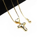 Gold-plated letter T pendant with colored zircons and heart charm on box chain - Pendant with Necklace / Letter T