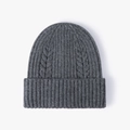Women's warm winter beanie featuring cable knit patterns and a dark grey finish - Dark Grey (22B022)