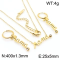 Elegante set di gioielli Mama in oro con pietre di zirconia su sfondo bianco puro - Oro