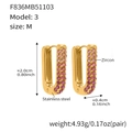 U-shaped gold-plated stainless steel earrings with gradient pink zircon stones - Medium / Pink