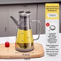 700ml gray high borosilicate glass oil dispenser with stainless steel handle and scale - 700ml / New Grey Transparent