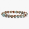 Natural mixed blue agate and turquoise beaded stretch bracelet with 8-10mm round stones - Shoushan Stone