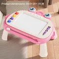Pink shark cartoon magnetic drawing board for kids with 4 color stamps and stand - Large Shark Themed Board With Legs - Pink
