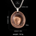 Vintage bronze cowboy hat pendant necklace with stainless steel chain for unisex styling - Cowboy Hat (Red Copper) + 70cm Stainless Steel Chain