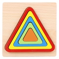 Rainbow nesting triangle wooden puzzle with colorful pieces for early learning Montessori - Shape Puzzle-Triangle (JM几何形状-三角形)