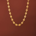 Elegante 18K vergulde koffieboon schakelketting voor dames met gepolijste metalen afwerking - ADX017-Koffieboon Ketting / Gouden Ketting