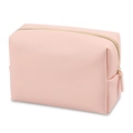 Pink octagonal makeup bag with cross-grain texture and gold zipper for travel - Large / Sakura Pink