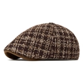 Berretto newsboy in tweed a quadri marroni con trama classica retrò per l'inverno - caffè