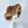 Faux raccoon fur winter hat for women with fluffy brown texture in punk style - Coffee