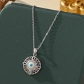 Collier bohème en argent avec pendentif œil bleu et pierres précieuses colorées - A26-argent