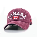 Burgundy washed cotton baseball cap with white CANADA embroidery and leaf logo - M / Burgundy