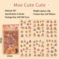 6 sheets of cute PET guinea pig stickers for DIY scrapbooking in warm colors - Cute Pika Capi