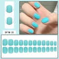Short square matte teal fake nails set with 24 pieces in various sizes for daily wear - Matte Lake Blue (DFYM-30)