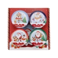 Christmas soy wax candle set in four decorative tins with holiday cartoon characters - Christmas Style C (Cinnamon Apple/Mulled Wine/Cedar/Christmas Gingerbread)