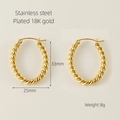 Ovale gedrehte Creolen aus 18 Karat vergoldetem Edelstahl für modebewusste Frauen - Ovale Gedrehte Creolen / Gold