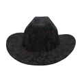 Schwarzer Cowboyhut mit grauen Totenkopf-Prints und roten Pailletten für Halloween - Einheitsgröße / Schwarzer Totenkopf