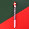 Penna di Natale rosa con gnomo rosso e glitter argentati mobili all'interno - Stile Babbo Natale (①) / 0.5mm