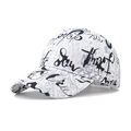 Graffiti printed cotton baseball cap with artistic lettering and grey mottled pattern - Adjustable / Gray