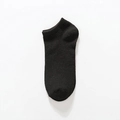 Classic low cut black disposable ankle socks with ribbed cuff on plain white background - A Pair Of Black Polyester-cotton Blend Shoes / One Size