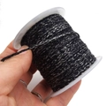 Braided black and silver non-elastic cotton cord on white spool for DIY jewelry making - Approx. 2.0mm / Black & Silver