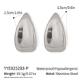 Detail showing dimensions and material of silver teardrop hollow stainless steel earrings - Silver Water Drop Shape (YYE025283-P)
