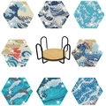 Ocean Wave Hexagon (BD011) / Set of 8