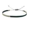 Handmade woven friendship bracelet in dual-tone green with adjustable pull cord closure - Dual Color Spliced Green Style (KZ-0047)