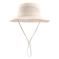 Detail of beige sun hat featuring breathable mesh panels and adjustable windproof drawstring - S(50-52cm Head Circumference) / Beige