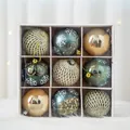 Set of 9 Christmas balls in 8cm size featuring green snowflakes and gold ornaments - 8CM/9pcs