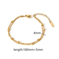 18k gold plated double layer bracelet with 4mm beads and stainless steel snake chain - Double Layer Beaded Chain (TB5012)