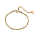 Detalle de una pulsera de cadena de cordón dorado con cierre de langosta y extensión - 3mm / Dorado