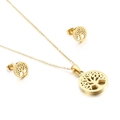 Set di gioielli albero della vita dorato con collana traforata e orecchini a lobo - Oro
