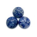 Three round cabochon blue sodalite natural stones for DIY jewelry making - Blue Spot Stone