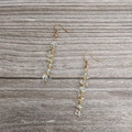 Handmade gold drop earrings with natural light green crystal beads and stones - Gold Clear Quartz