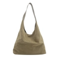 Olive green frosted hobo shoulder bag with large capacity and minimalist suede texture - Green