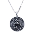 Collana con ciondolo moneta arcangelo San Michele in acciaio argento antico - Pendaglio Color Acciaio - Senza Catena (B0424)